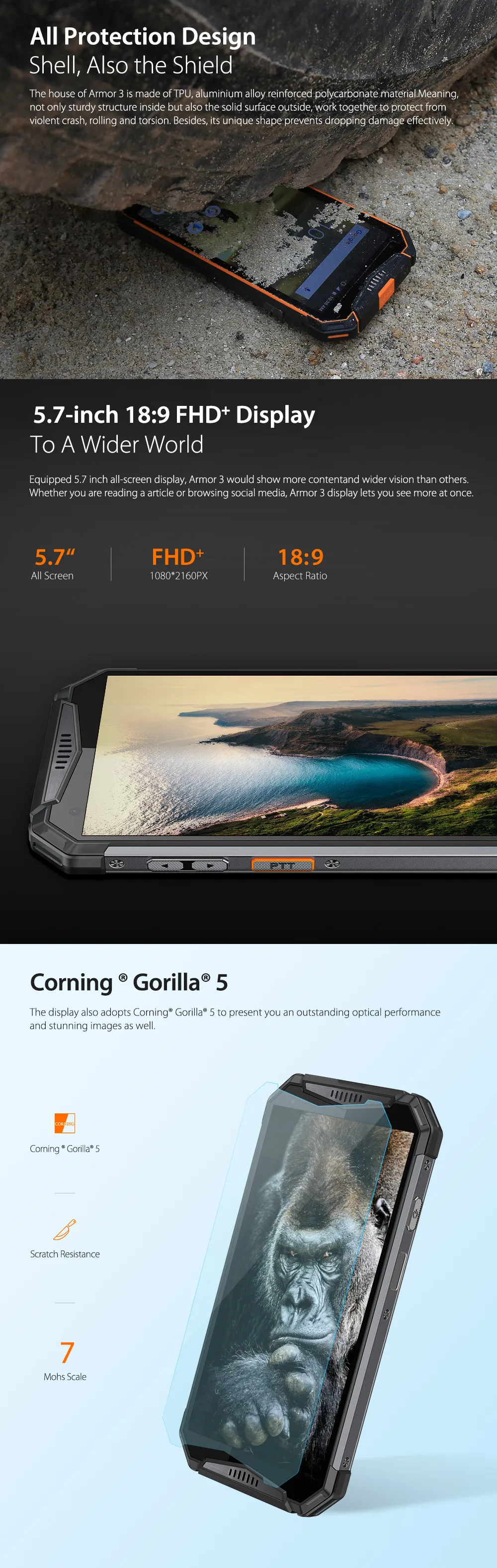 Discount Ulefone Armor 3 IP68 Waterproof Mobile Phone 5.7" Helio P23 Octa Core 4GB+64GB Android 8.1 Camera 21.0MP 10030mAh NFC Smartphone 3