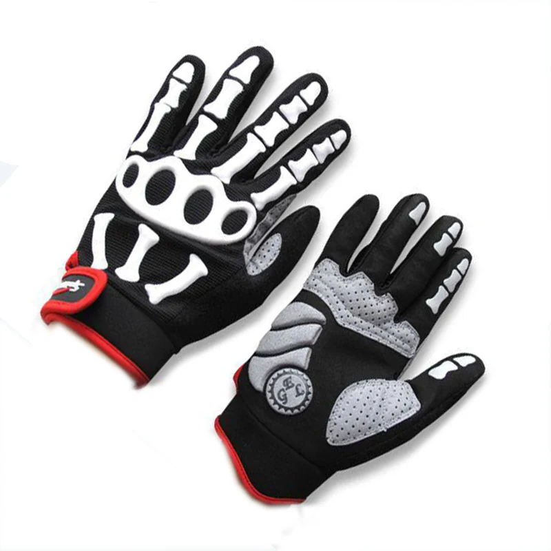 SPAKCT Full Finger Cycling Sportwear Gloves GEL Full Finger Cycling Gloves Skull Bike Bicycle