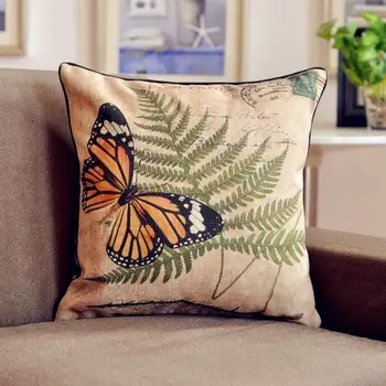 

Vintage Butterfly Postcard cotton cushion cover Linen Pillow cushion Waist for car Home Decor sofa cushions 1PCS 45*45cm