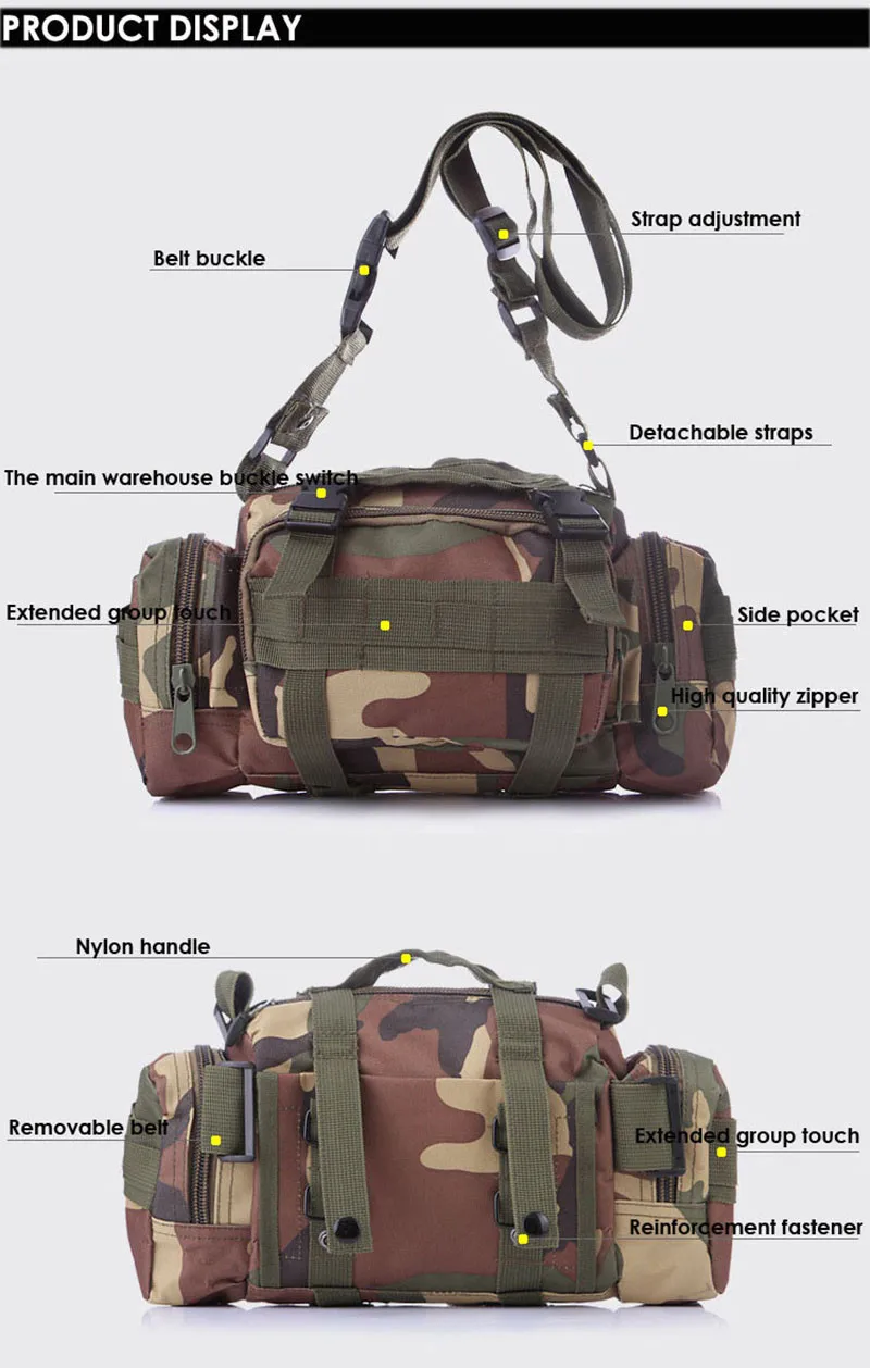 Fishing Bag Multifunctional Camouflage Lure Bag Fishing Tackle Bag Backpack Shoulder Pack Outdoor Bag