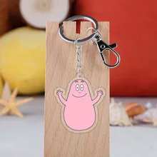 Anime les barbapapa keyrings moda acrílico americano dos desenhos animados figura porta-chaves do carro corrente pingentes chaveiros acessórios de jóias