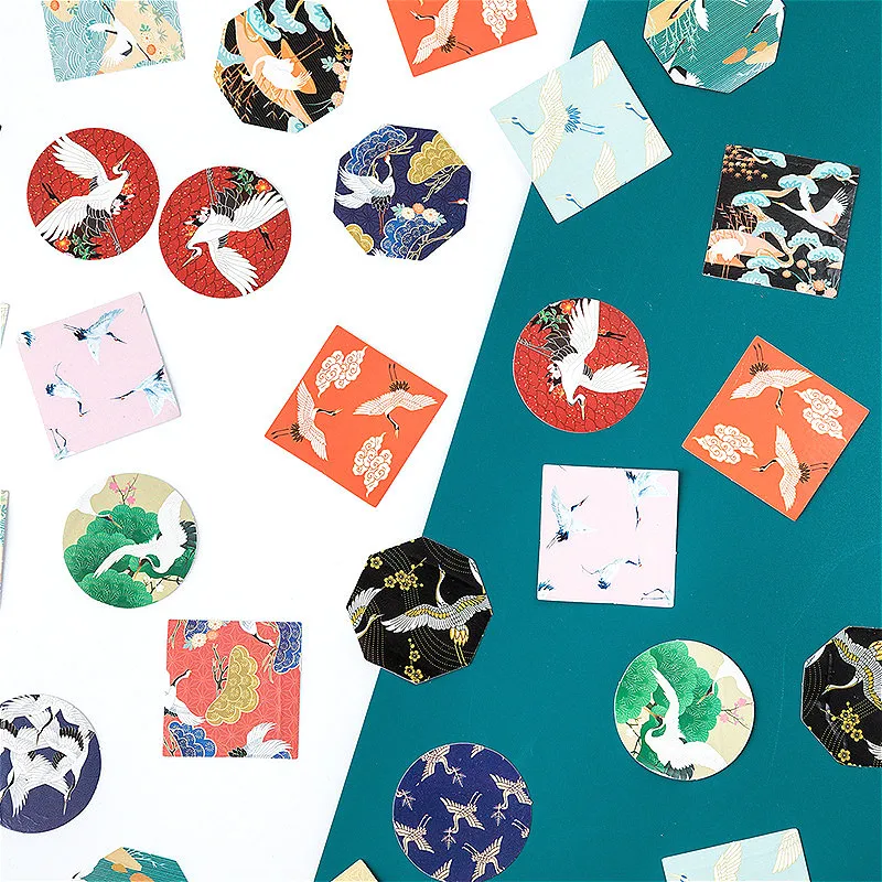 

45pcs/lot Red Crane Washi Tape Decorative Paper Colorful Set Japanese Stationery Kawaii Scrapbooking Supplies Stickers