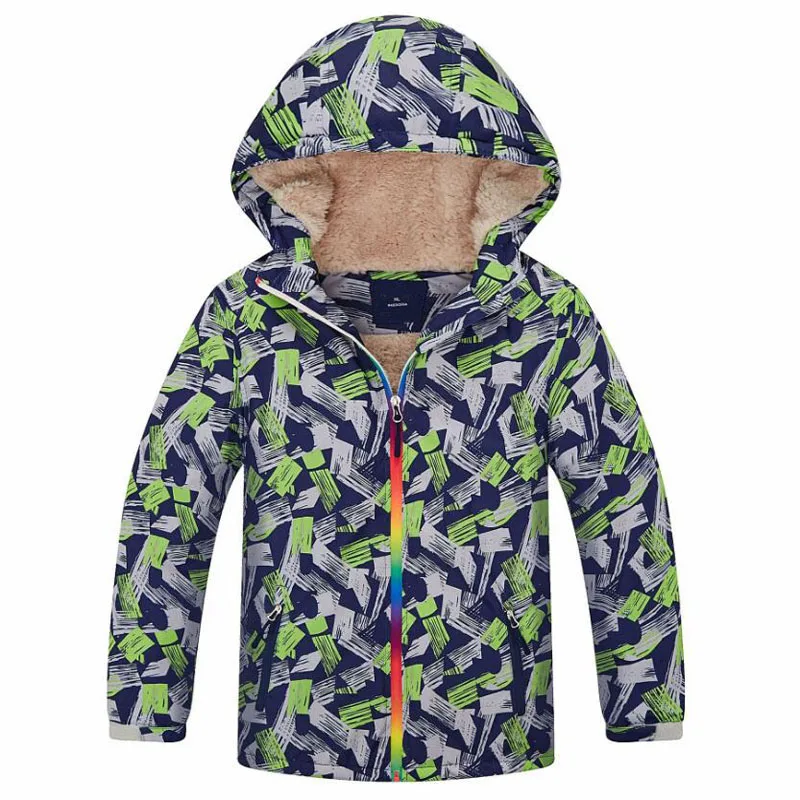 Детская зимняя куртка; верхняя одежда из берберского флиса; спортивные пальто из полиэстера; детская одежда из искусственного меха; Водонепроницаемая ветровка для мальчиков; куртки - Цвет: Зеленый