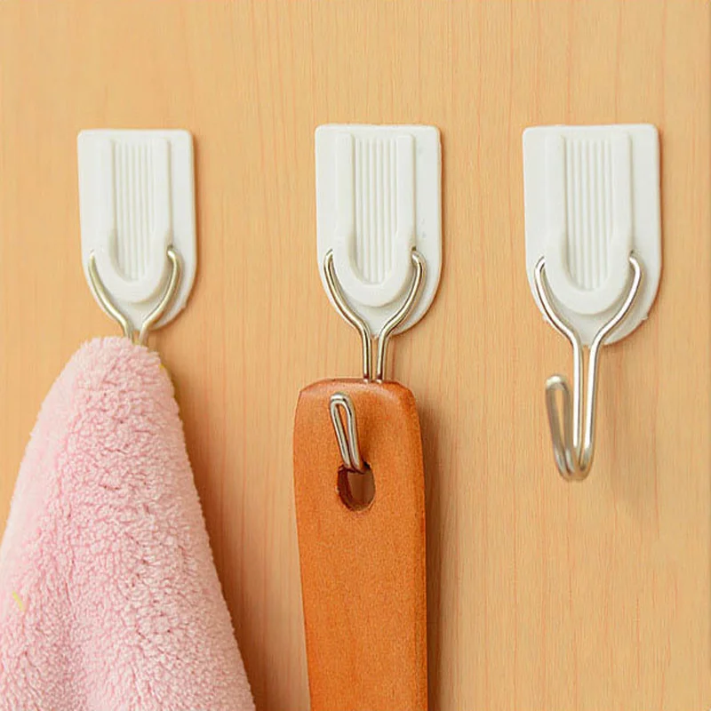 6Pcs Hooks Sticker Adhesive Hanging Racks Wall Door Clothes Coat Hat
