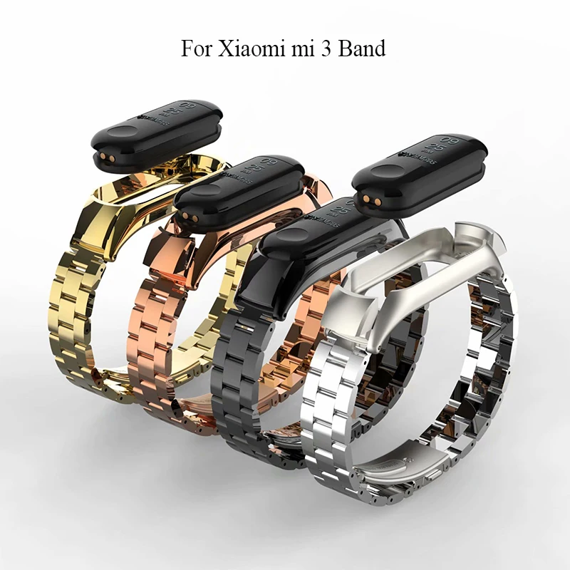 BOORUI новейший браслет из нержавеющей стали mi band 3 ремешок Безвинтовой регулируемый ремешок на запястье для xiaomi mi 3 умные браслеты с 4 цветами
