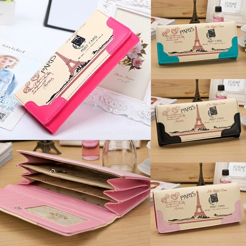Original New Women Lovely Print Leather Wallet Long Button Purse Card Holder Gift