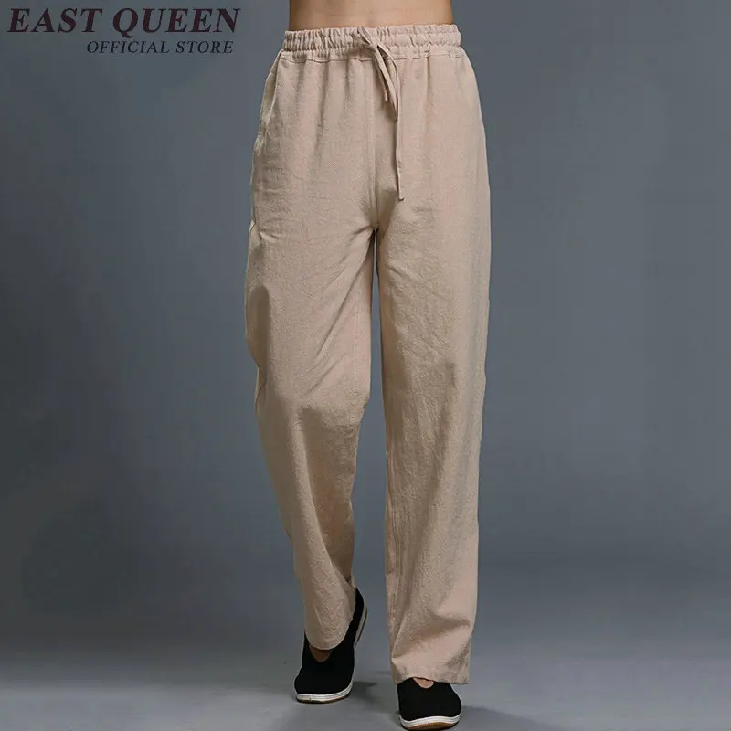 Мужские легкие летние брюки, хлопковые льняные брюки, мужские брюки кунг-фу, летние мужские тонкие повседневные брюки свободного покроя AA2515 YQ - Цвет: 3