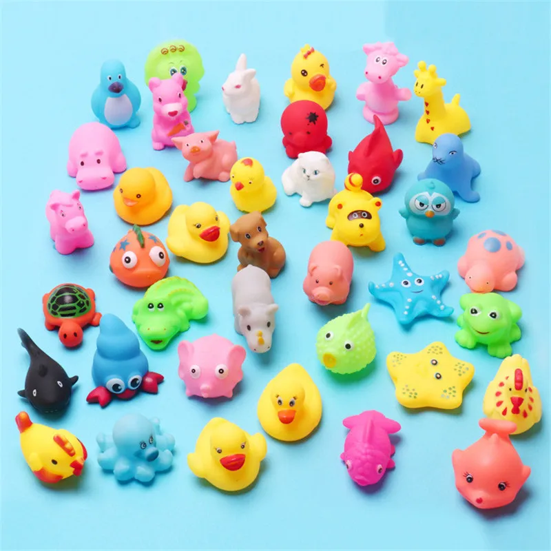 10 шт. смешанные животные игрушки для плавания резиновая утка может плавать на воде звук для мытья ванной игрушки Дети Развивающие игрушки