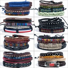 Новинка, модные черные, белые, зеленые браслеты с бусинами, мужские очаровательные многослойная веревочная цепь, браслет, мужские металлические спортивные браслеты