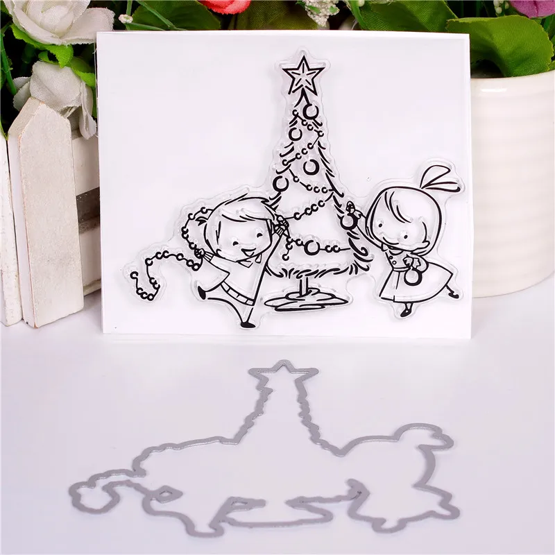 

2018 up to date Transparent Clear Silicone Stamps and Metal Cutting Dies for DIY Scrapbooking Card Making diy Christma girls boy