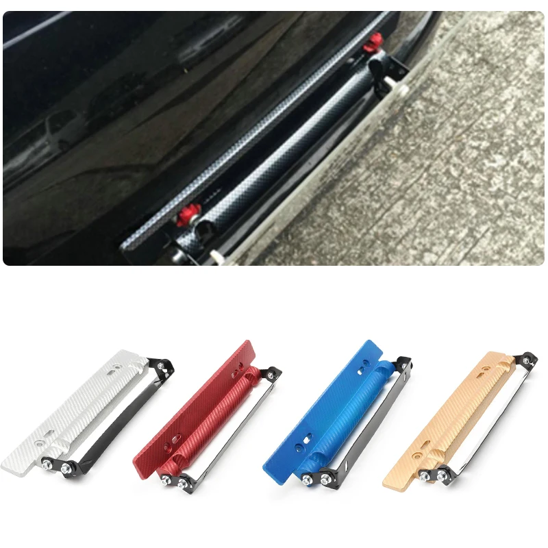 1x 320mm Universal Carbon Fiber Front Bumper License Plate Frame Holder Mount Bracket
