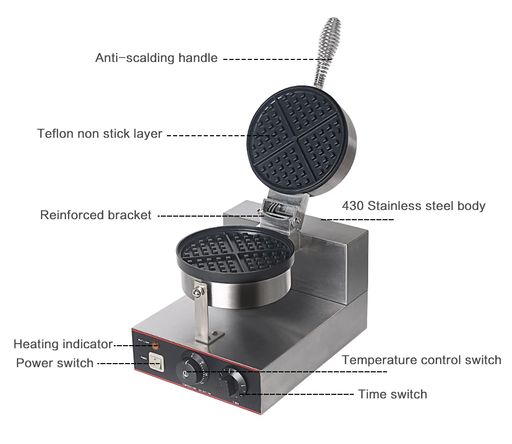 ITOP 2000 Вт электрическая вафельница с двумя головками вафельница термостат+ таймер антипригарная вафельница-гриль печь 220 В