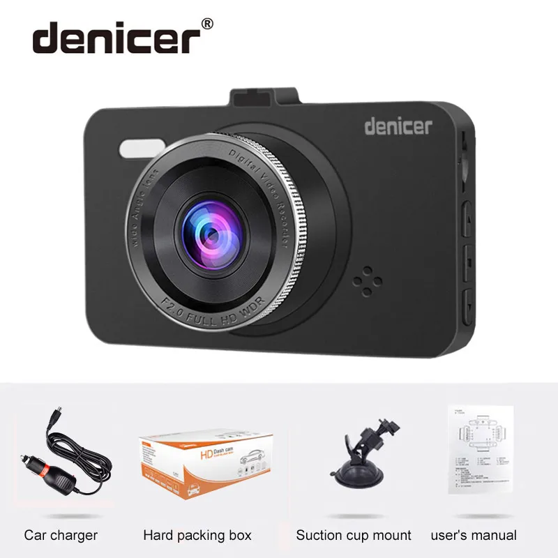 Denicer Dash Cam FULL HD 1080P регистратор, автомобильная камера 3," экран, Автомобильный видеорегистратор, камера с двумя объективами с заднего вида, автомобильный видеорегистратор