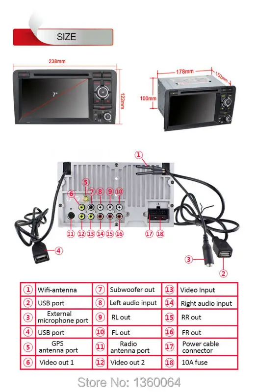 Clearance 7" Android 5.1.1 GPS Navigation 1024*600 Car Quad Core Double Din Radio Head Unit For Audi A3/S3 Radio System Auto DVD Player 12