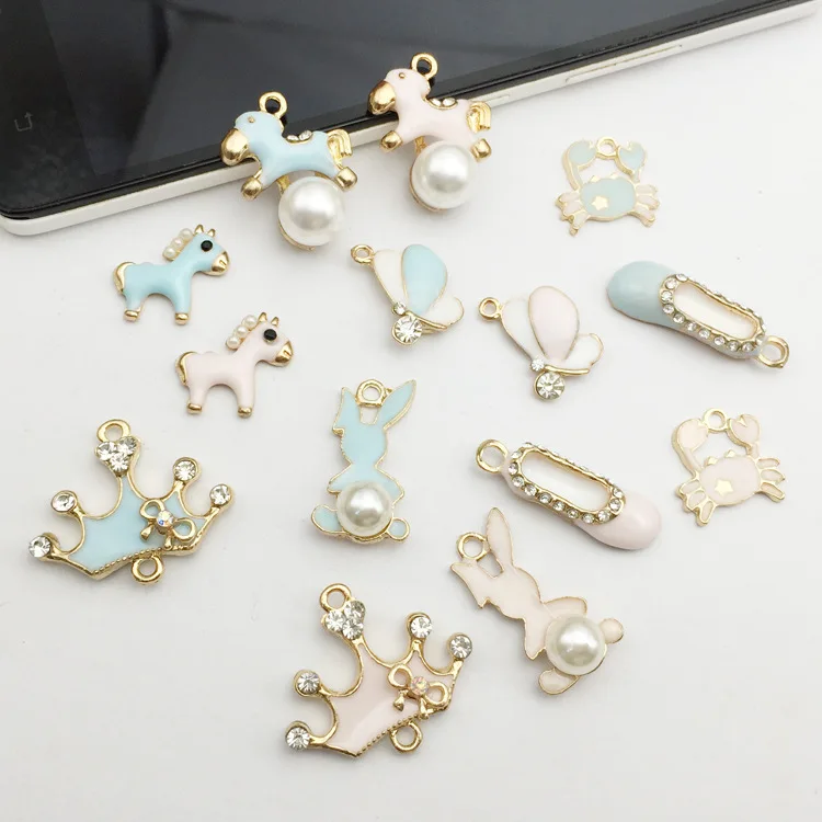 

DIY lovely Enamels Pearl Rabbit/ Flat shoes / Elephant/ horse /Alloy Pendant Making Hair Bracelet Necklace Jewelry Accessories