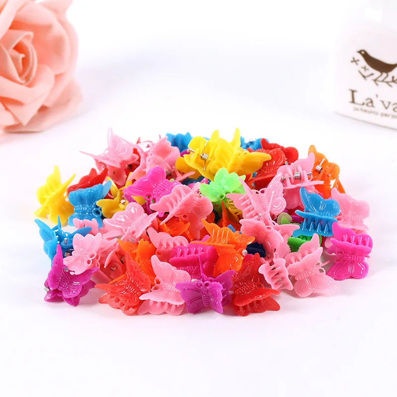 New arrivals multi colors mini hair claws of butterfly design cute small plastic hair clips 100pcs