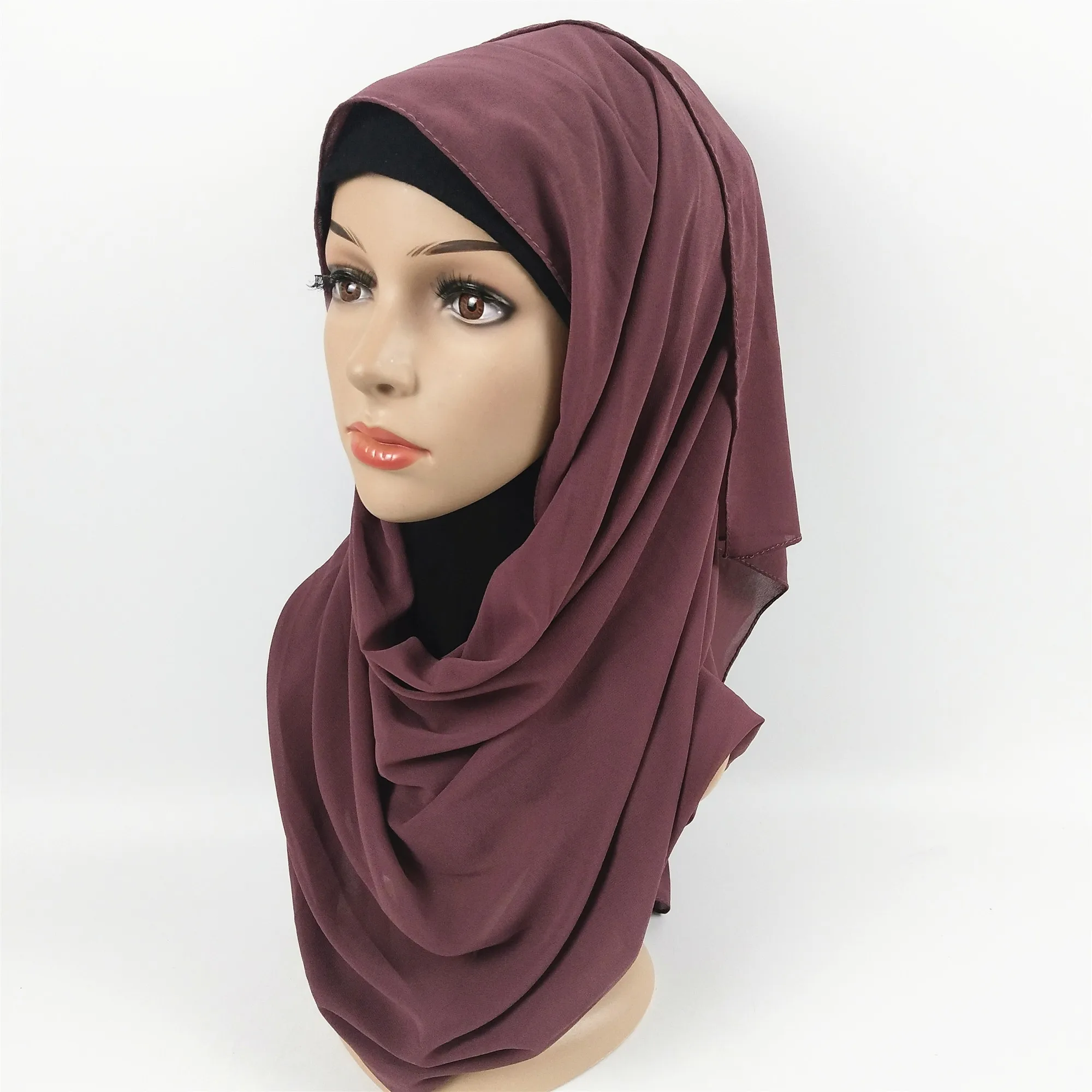 50 шт./партия, высококачественные простые шифоновые платки с пузырьками, повязки на голову, популярные хиджабы, летние мусульманские шарфы