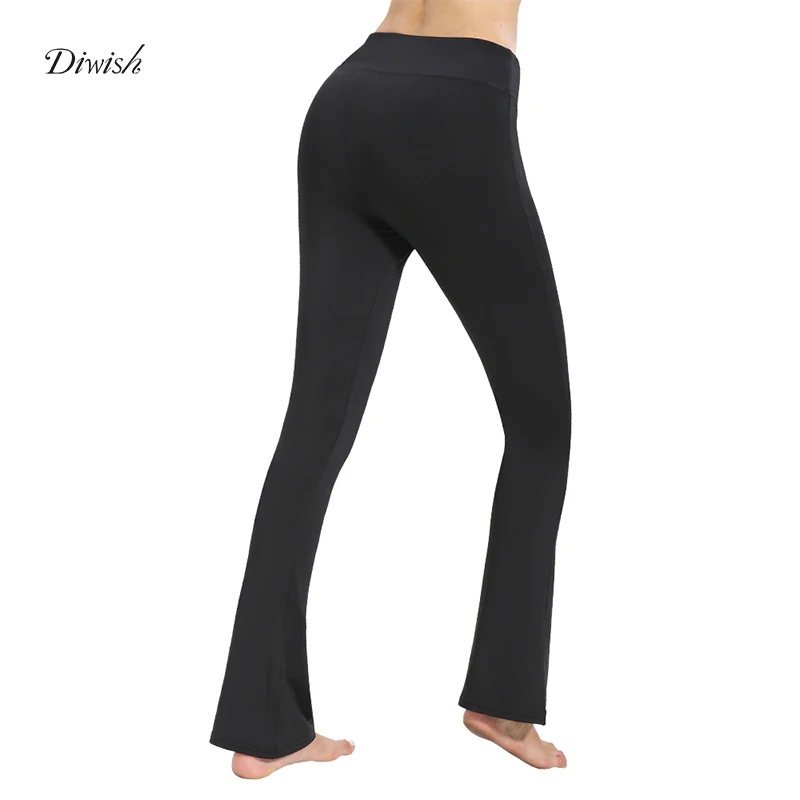 

Diwish Sports Pants Ladies 2019 Solid Color Black Yoga Pants Breathable Bell Bottom Sport Trousers Fitness Women Sports Wear 2XL