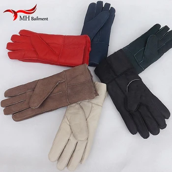 

Hot Selling High Quality Mens Leather Gloves New Women Winter Fur Warm Gloves Sheepskin Leather Fur Gloves Men's winter gloves