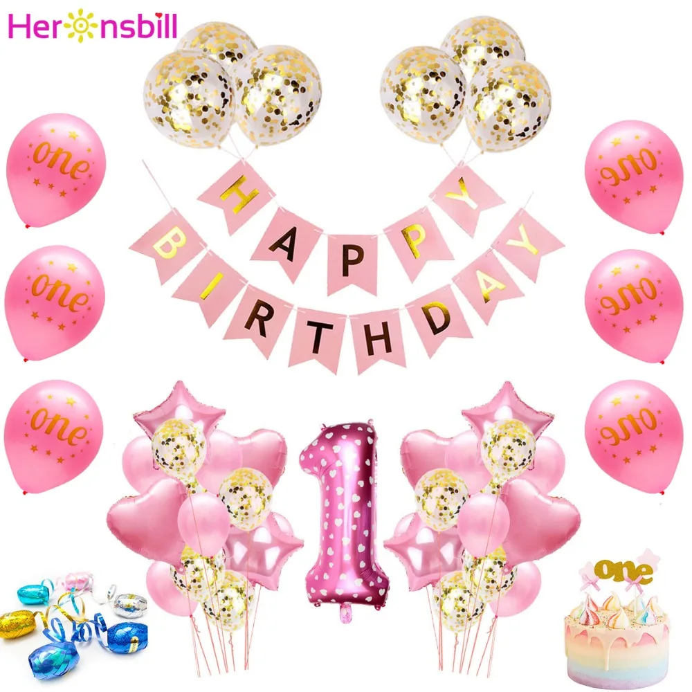 

Heronsbill First Happy Birthday Paper Banner Streamer Party Decoration Kids 1st Baby Boy Girl Garland My 1 One Year Supplies