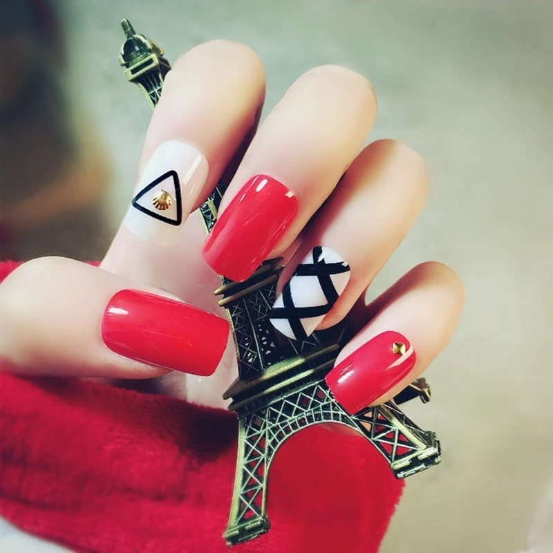 Shiny Fake font b Nails b font Red Natural font b False b font font b