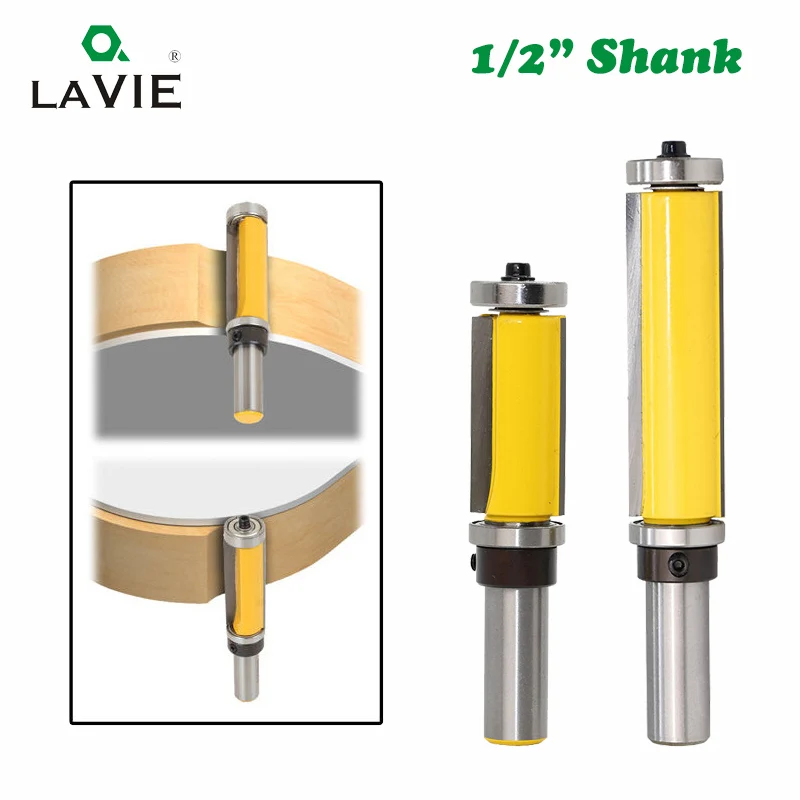  LAVIE 1pc 12mm 1/2 Shank Top & Bottom Bearing Flush Trim Pattern Router Bit Milling Cutter For Wood