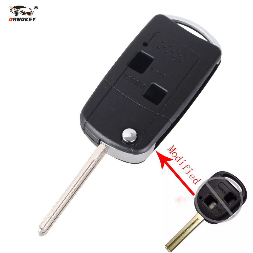 

DANDKEY 2 Buttons New For LEXUS IS200 IS300 LS400 LS430 Flip Remote Key Case Shell Uncut Key