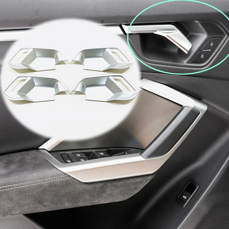 

For Audi Q3 2019 2020 ABS Matte/Carbon fibre Car inner door Bowl protector frame Cover Trim Car Styling Accessories 4pcs