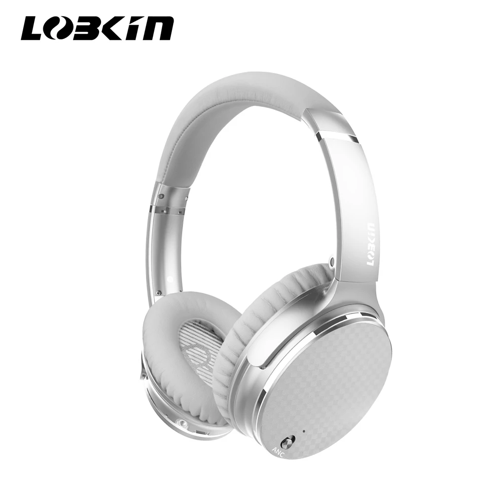 

Lobkin New Arrival Active Noise Cancelling Bluetooth Headphones Over Ear Headphones with Microphone-Silver