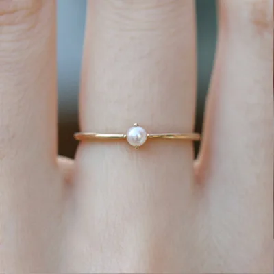 ZHOUYANG, кольцо для женщин, тонкое мини жемчужное кольцо, минималистичное, Базовый стиль, светильник, желтое золото, цвет, модное ювелирное изделие KBR010
