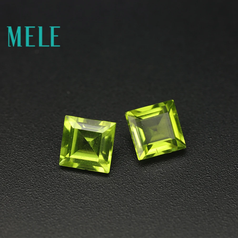 Натуральный камень Перидот MELE для ювелирных изделий 7 мм x квадратный зеленый