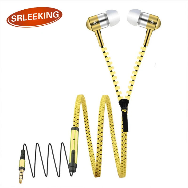 

SRLEEKING 2pcs fashion Metal Zipper Earphone 3.5mm in-Ear Phones With Microphone Stereo Bass Headset for iphone/ xiaomi mp3