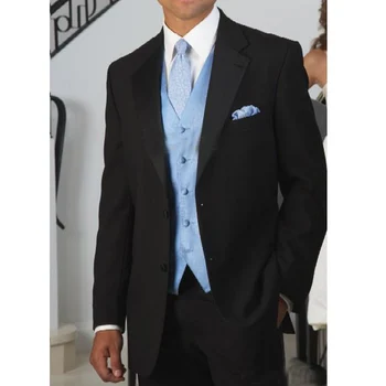 

Black Wedding Groomsmen Tuxedos for Men Formal Style 3 Piece Male Clothes Dress Man Suits ( Jacket + Pants + Vest )