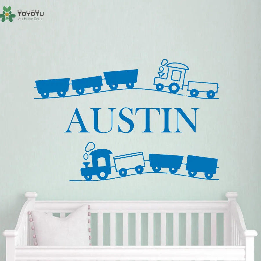 

YOYOYU Vinyl Wall Decal Cartoon Train Personalized Custom Name Kids Room Poster Art Room Home Decoration Stickers FD314