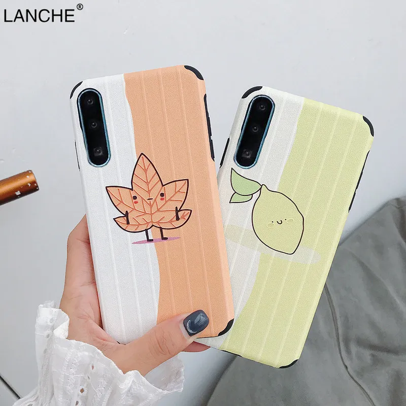 Мягкий матовый чехол LANCHE из ТПУ для Honor 10 8X V20 20 Pro милый в полоску с лимоном Huawei P20 P30