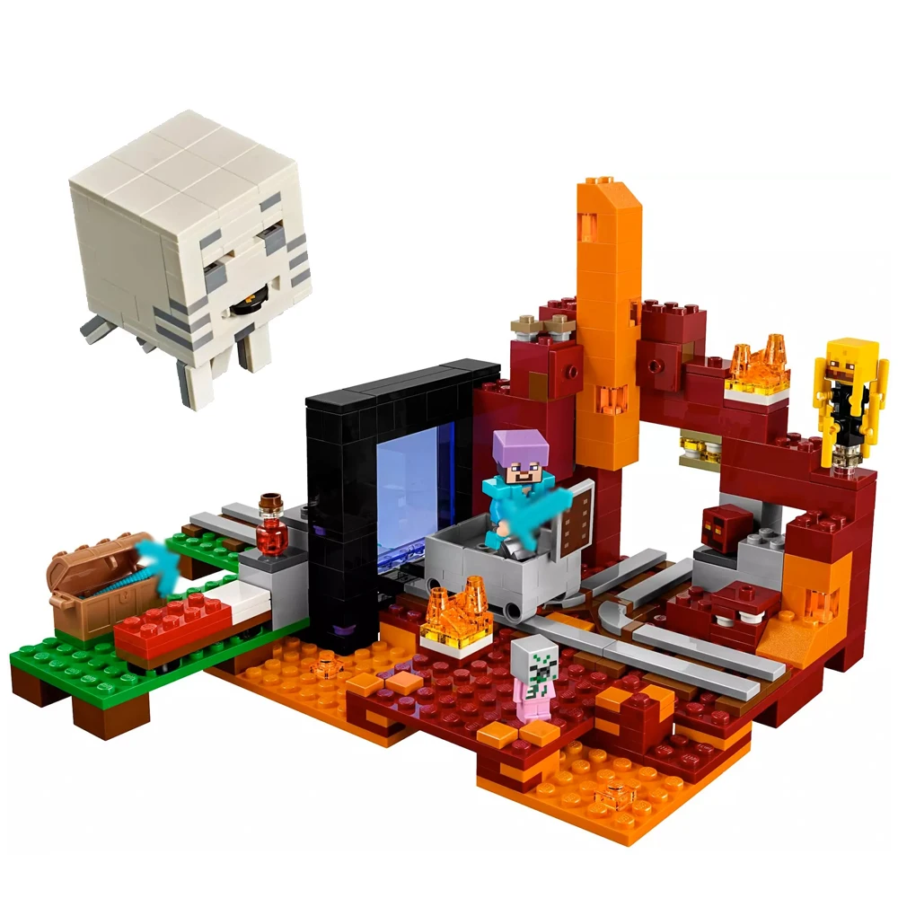 

527pcs Fit Legoness Minecraft 21143 The Nether Portal Set Zombie Pig Figures Building Blocks Kids Toys for Kids Christmas Gifts