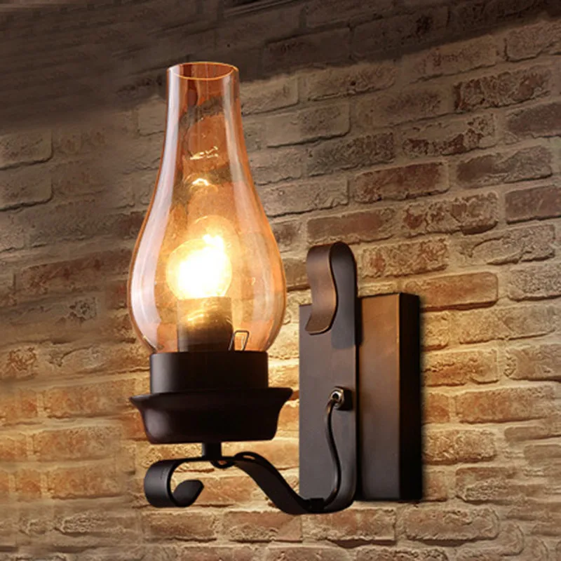 

Loft Retro Industrial Wind Restaurant Deco LED Wall Lights Nordic Mediterranean Iron Aisle Bar Wall Lamp American Light Fixture