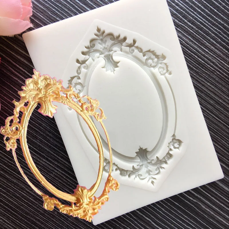 

New European Vintage Photo Frames Silicone Molding DIY Frame Decorating Cake Tools Sugar Craft Tools