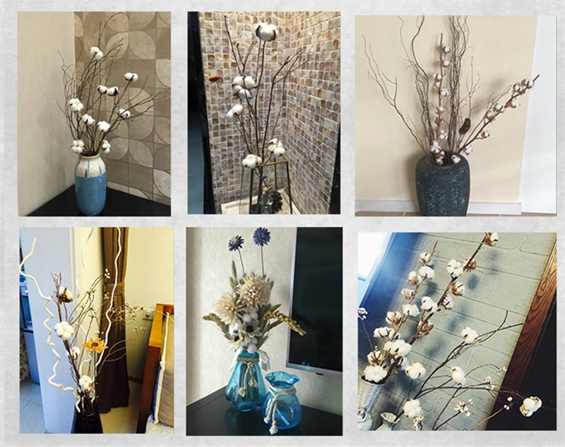 JAROWN Artificial Colorful Cotton Flower Branch Home Furnishings Flower Arrangement Art Wedding Decor Cotton Dried Flowers (7)