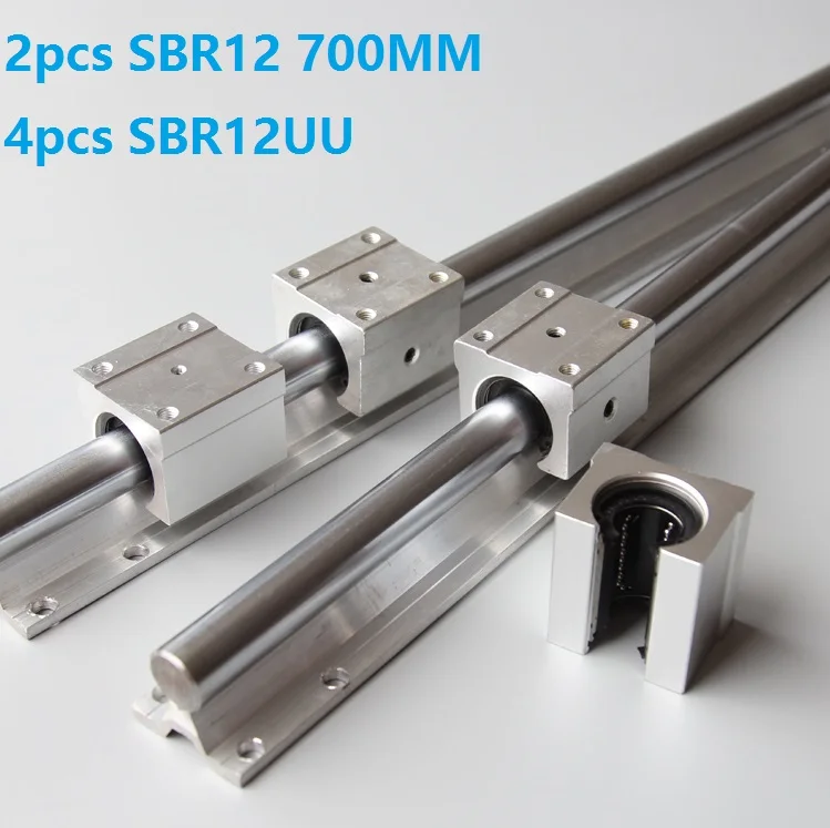 

2pcs SBR12 700mm support rail linear guide + 4pcs SBR12UU linear bearing blocks for CNC router parts