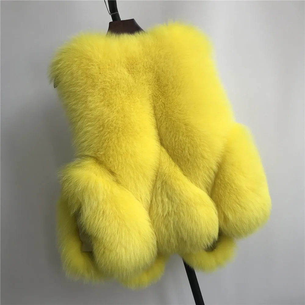 

100% Winter Real Fox Fur Vest Women Luxury Natural Fox fur Gilet Warm Outwear Waistcoat Lady Fashion Real Genuine Fox Fur Vest