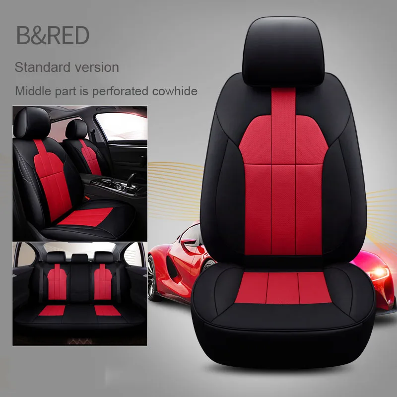 Кожаные чехлы для сидений автомобиля из воловьей кожи для 7 сидений Nissan Patrol y61 y62 y60 peugeot 308SW Buick Enclave аксессуары для стайлинга автомобилей - Название цвета: BLACK RED