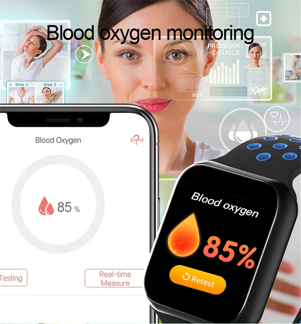 F8 Смарт-часы Мужские Женские Модные Смарт-часы фитнес-трекер пульсометр кровяное давление мониторинг кислорода в крови IP67 водонепроницаемый
