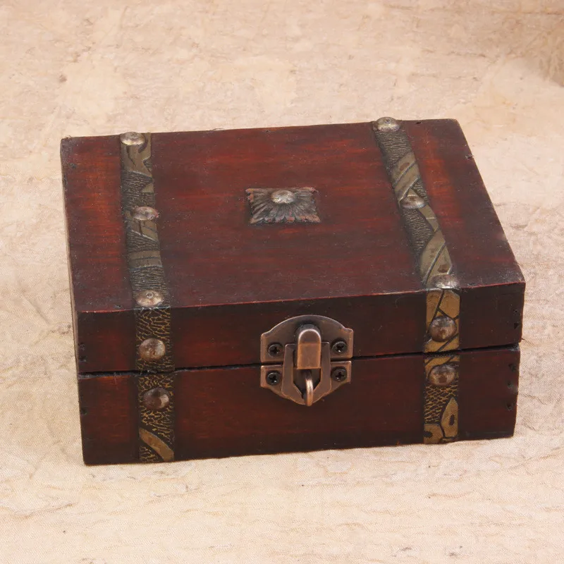 

Antique home office Wooden Box Double Belt Gift Jewelry Container Rectangle Wood home Case Retro Organizer Souvenir Boxes