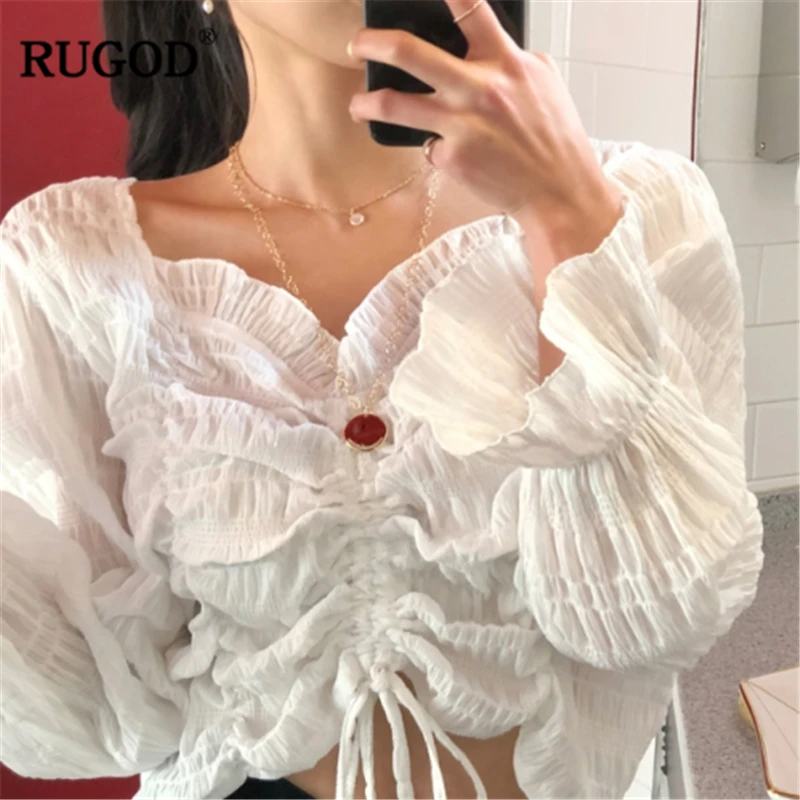 Блузка RUGOD Женская кружевная с коротким рукавом|Блузки| |