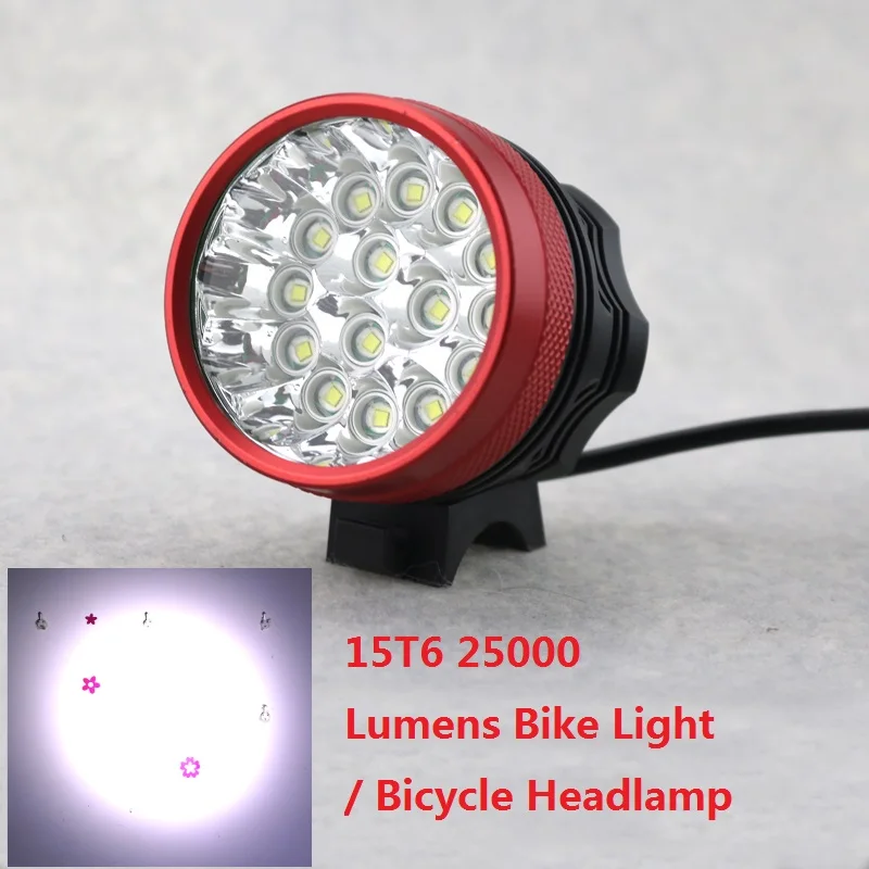 8.4V Waterproof 15T6 25000 Lumens Bike Light 15xCree XML T6 MTB Road
