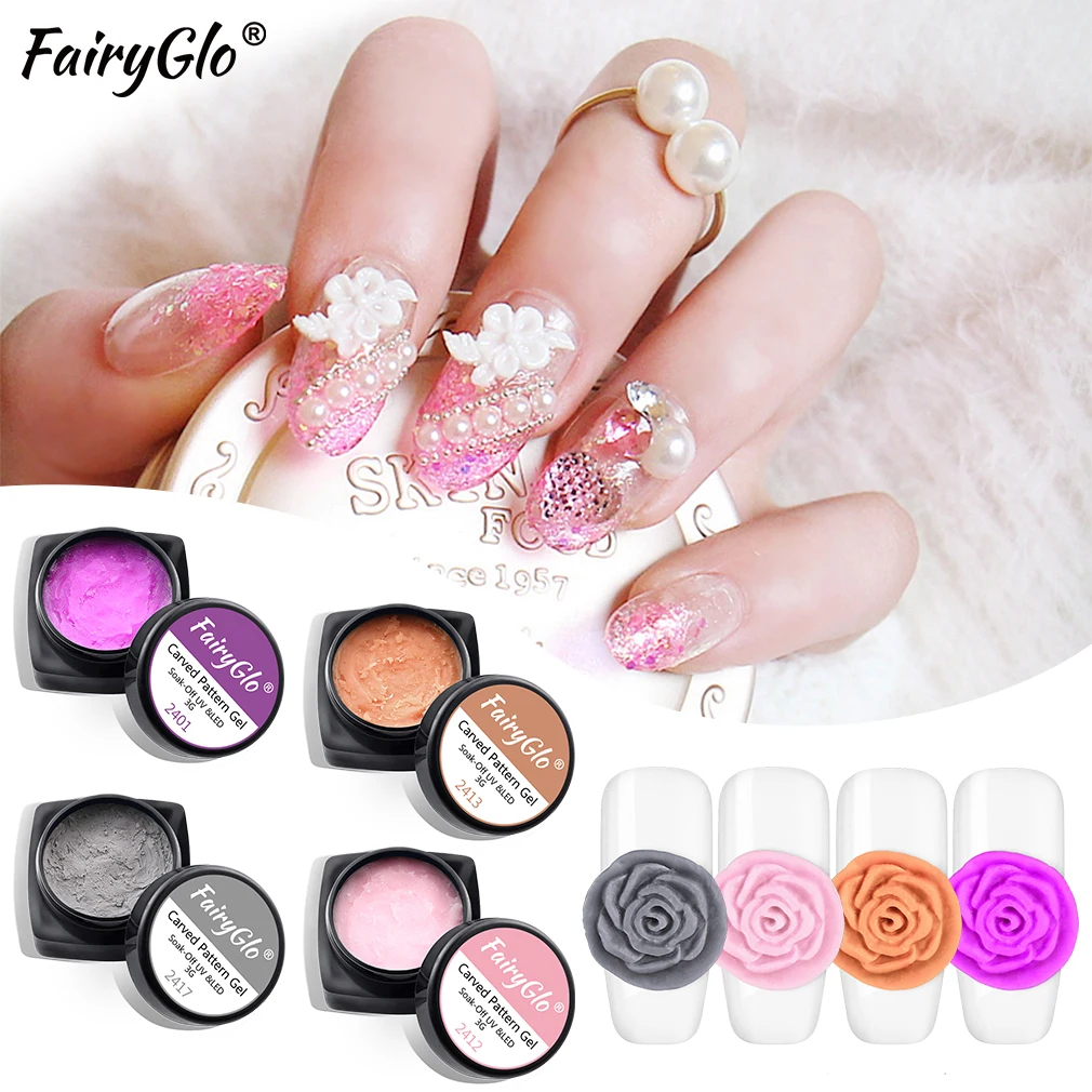 

FairyGlo 3ML Plasticine Carved Pattern Soak Off UV Gel Modelling Manicure DIY Sculpture Gel Nail Lacquer Semi-permanent Glue