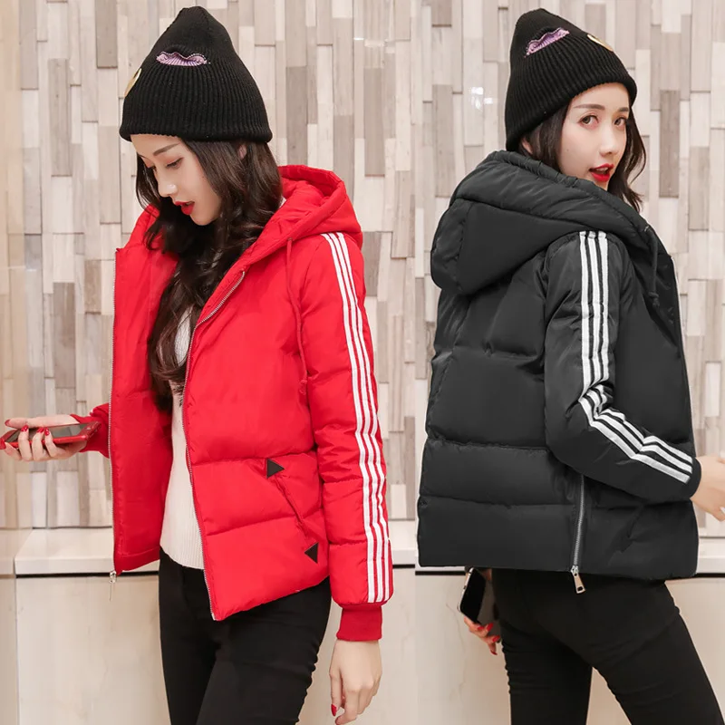 Parkas Jacket Women Autumn Winter Short Coats Solid Hooded Cotton Padded Warm Pockets Female Women's | Женская одежда