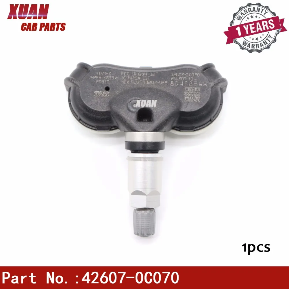 1 шт. высокое качество TPMS датчик давления в шинах 42607-0C070 для 2008- Toyota Sequoia Tundra Sienna Acura TL ZDX 315 МГц