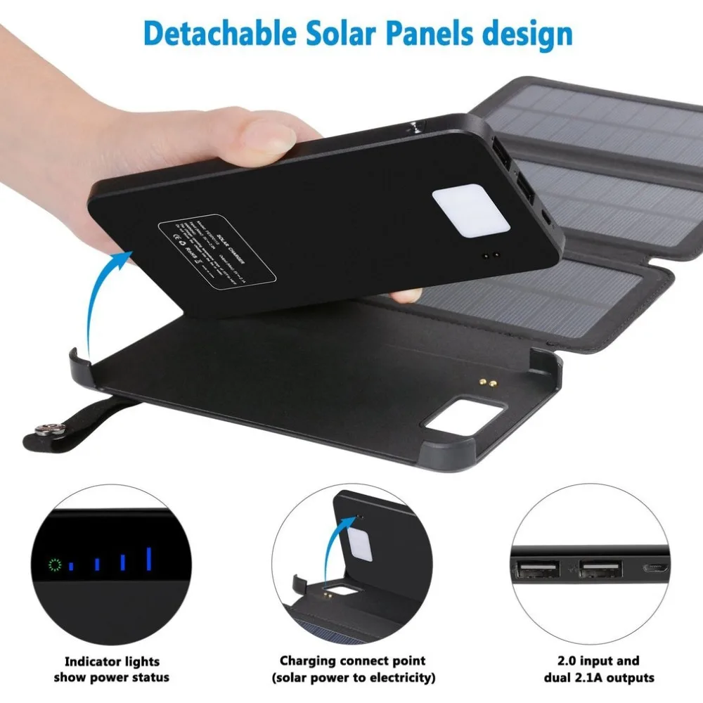 Foldable Power Bank Dual USB Solar Powerbank External Battery Charger Poverbank for Xiaomi for Iphone6 7 8 X for Ipad Foldable Power Bank Dual USB Solar Powerbank External Battery Charger Poverbank for Xiaomi for Iphone6 7 8 X for Ipad